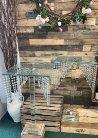 Glass drop crystal table