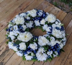 Blue and White Wreath
