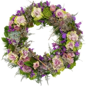 Cottage Garden Wreath   Blues & Lilacs