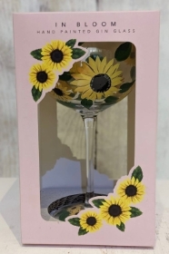 Handpainted Sunflowers Gin Glass