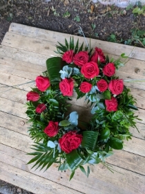 Red Rose & Foliage Wreath